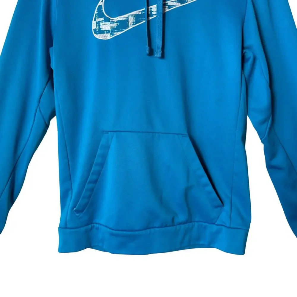Nike Therma-FIT Hoodie Women’s Small Blue Graphic Swoosh Pullover Athletic